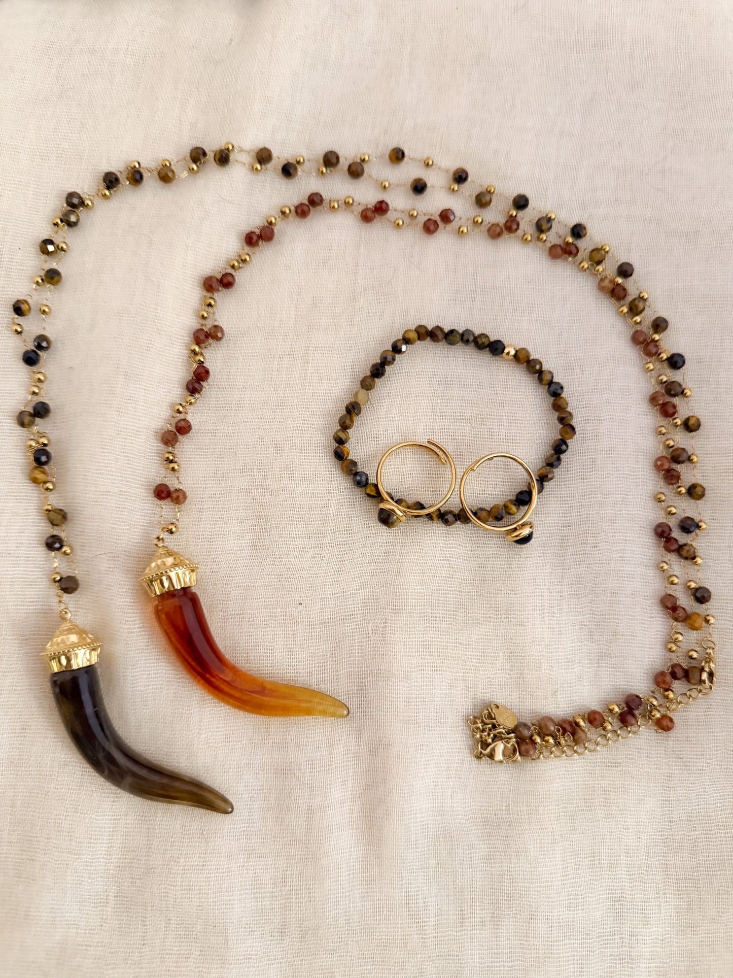 Collar Colmillo Dorado（Ojo de Tigre）