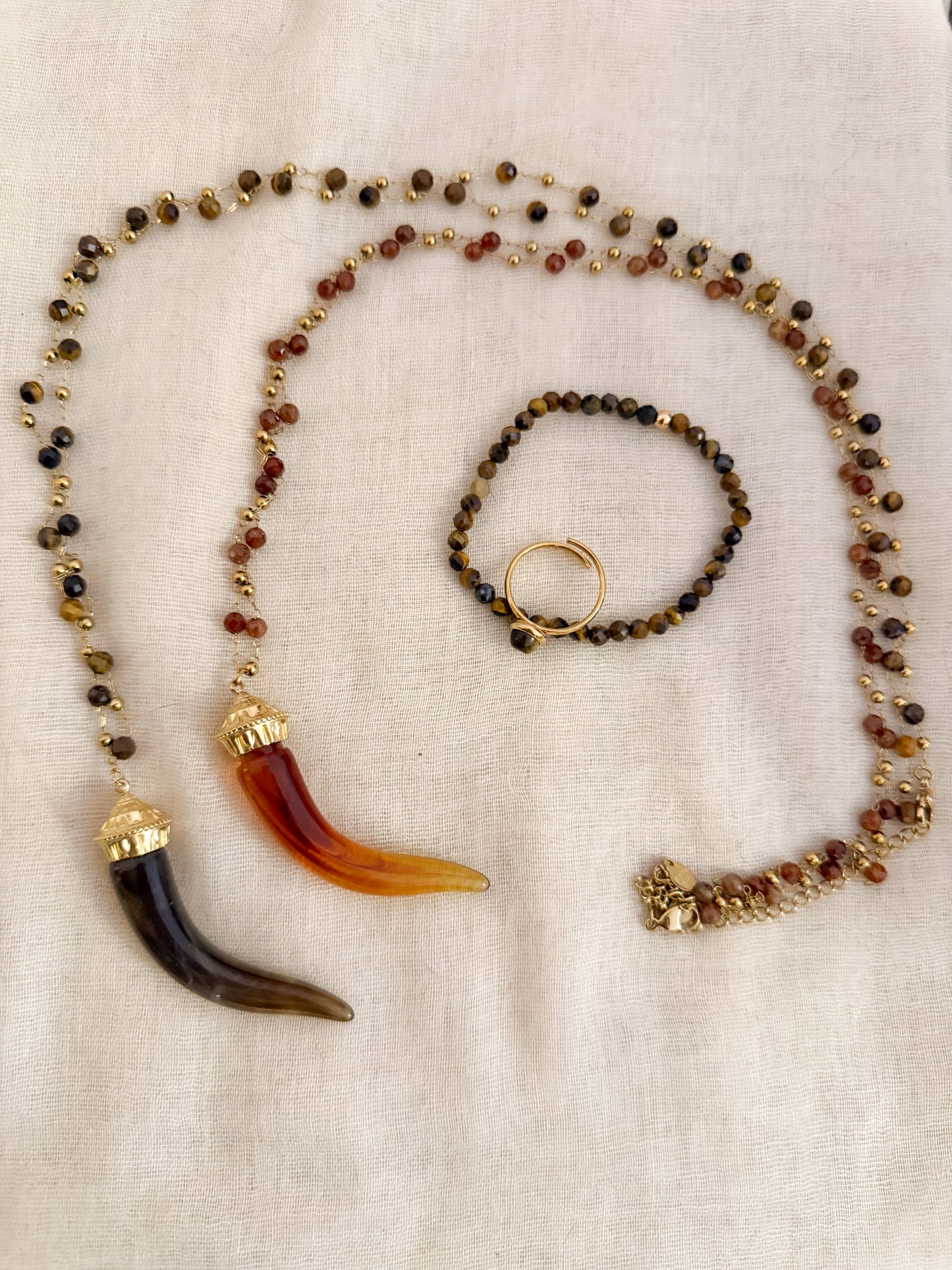 Collar Colmillo Dorado（Ojo de Tigre）