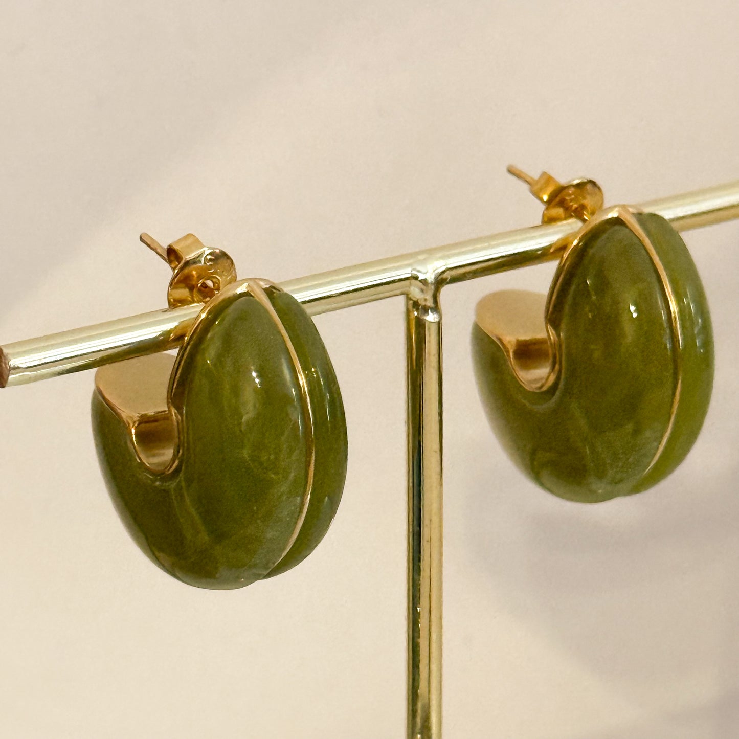 Pendientes Gaia（Verde oliva / Marrón tierra）