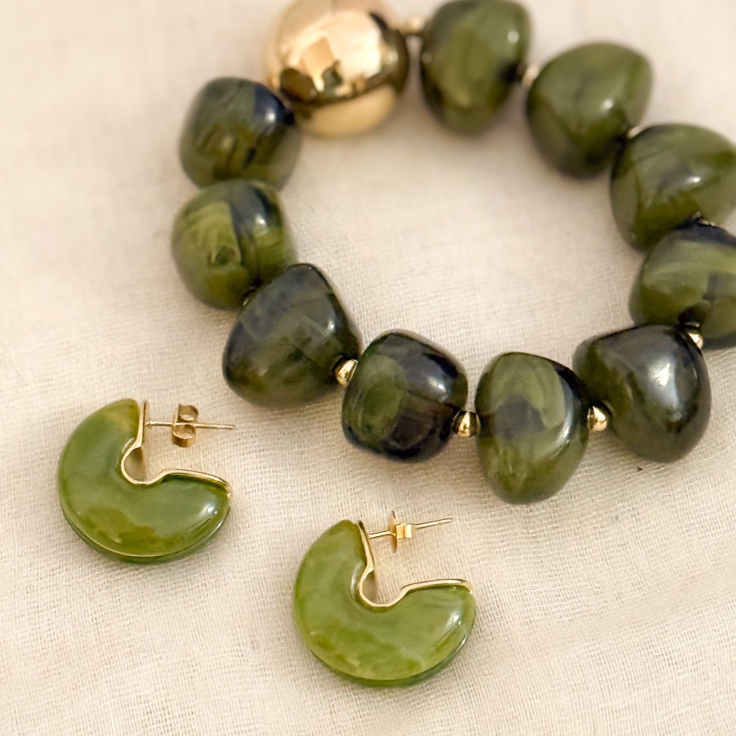 Pendientes Gaia（Verde oliva / Marrón tierra）