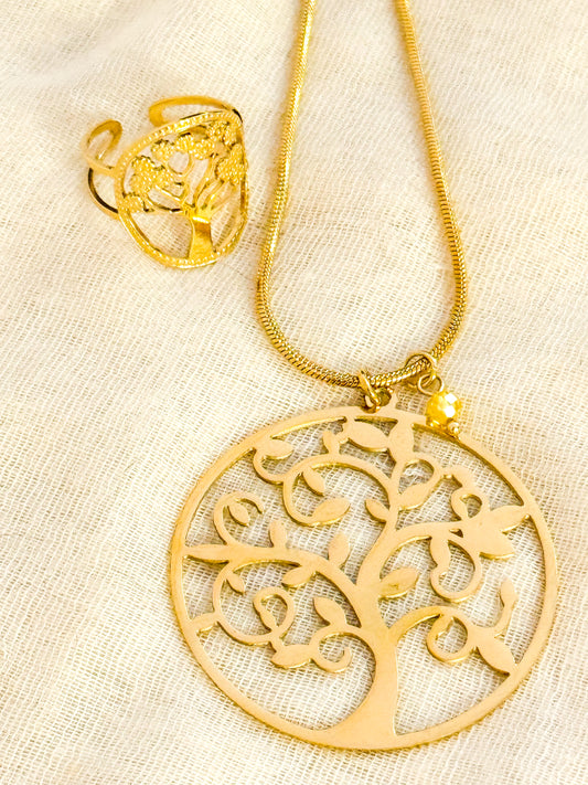 Collar Árbol de la Vida ( Dorado) Acero Inoxidable