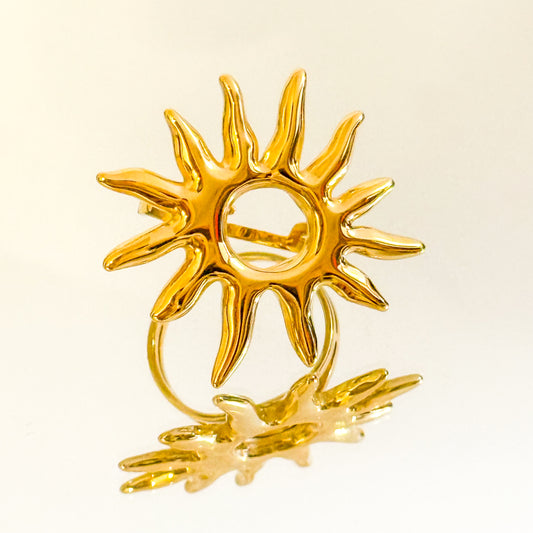 Anillo Sol Radiante Grande (Dorado espejo)