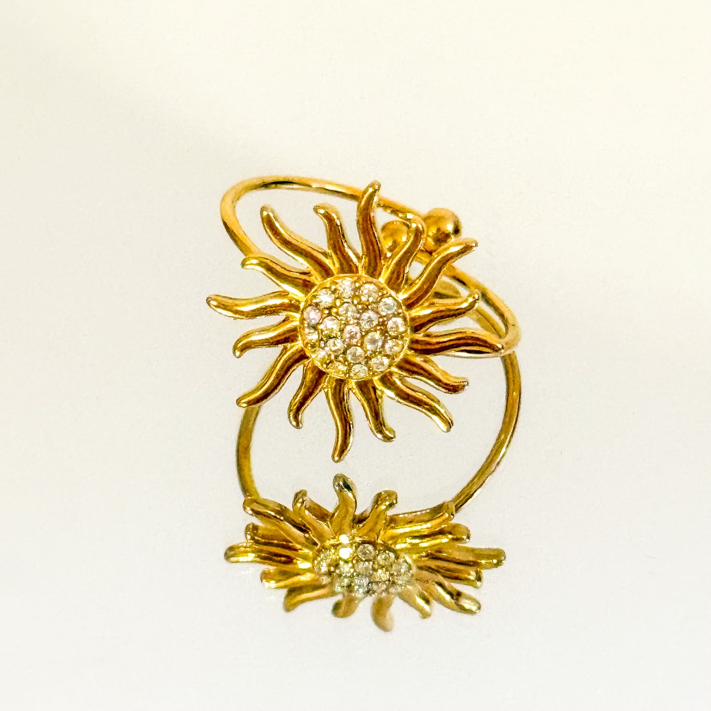 Anillo Sol Brillante (Circonitas blancas)-ajustable