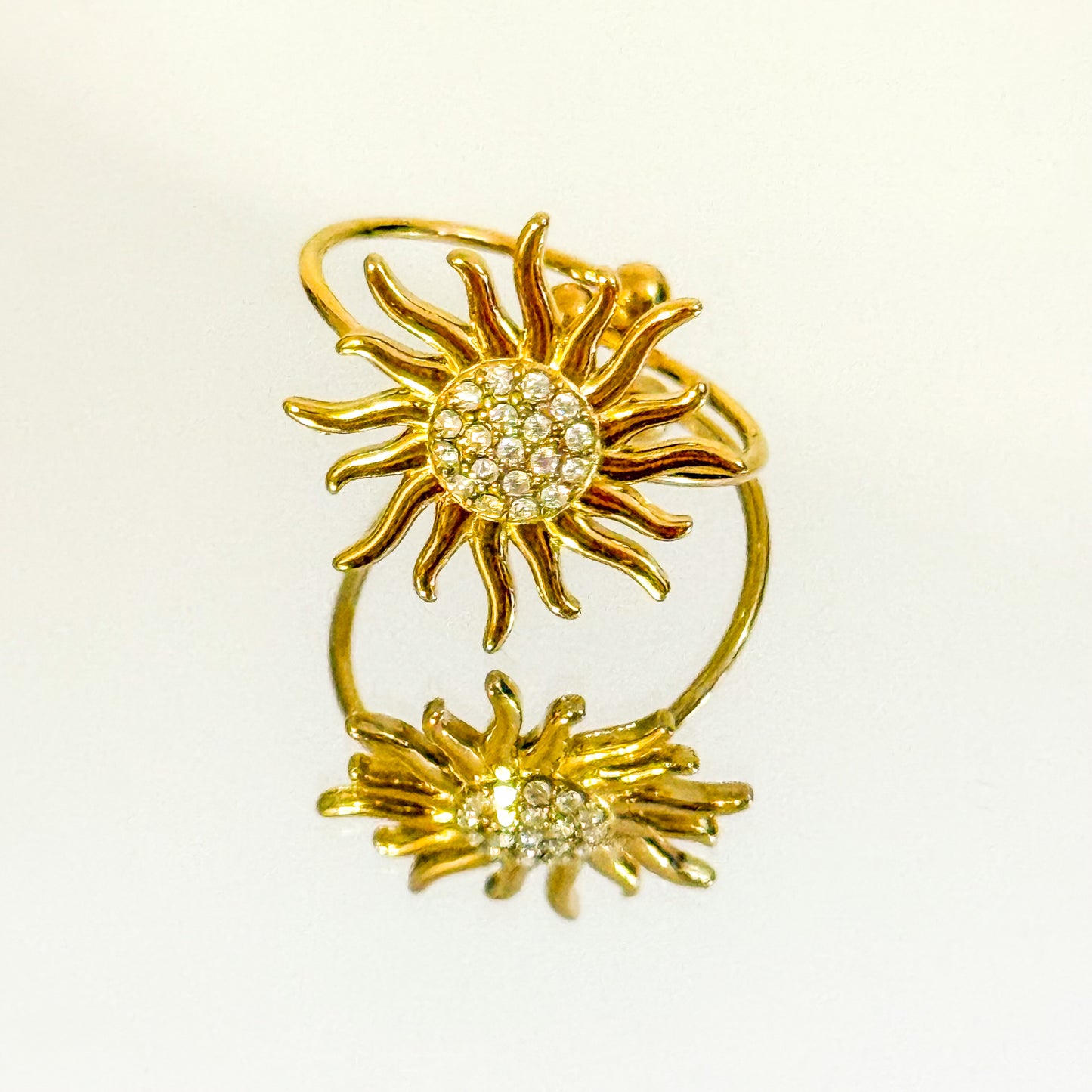 Anillo Sol Brillante (Circonitas blancas)-ajustable