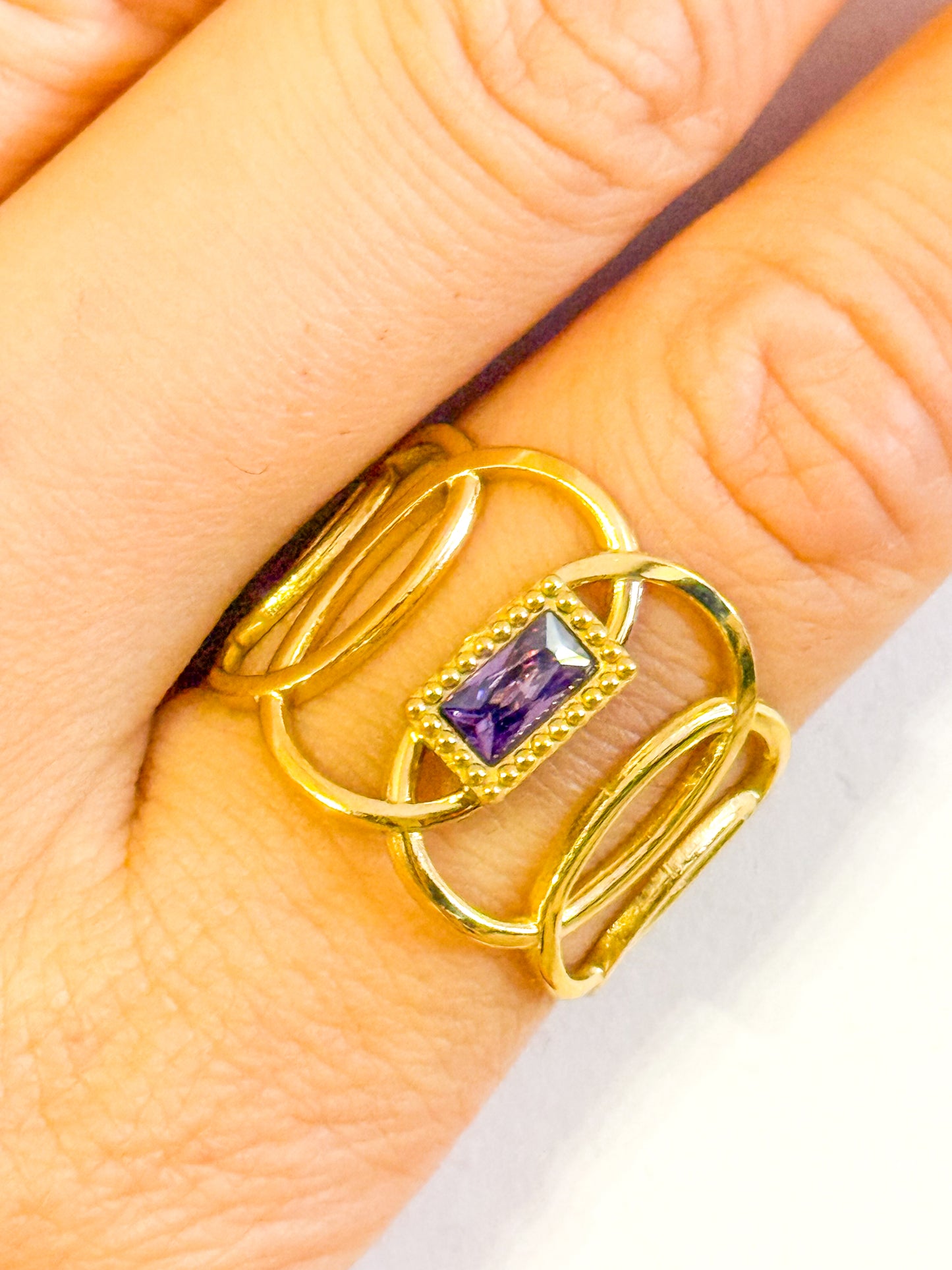 Anillo Luz Serena brillo (Tres colores) Acero Inoxidable (Ajustable)