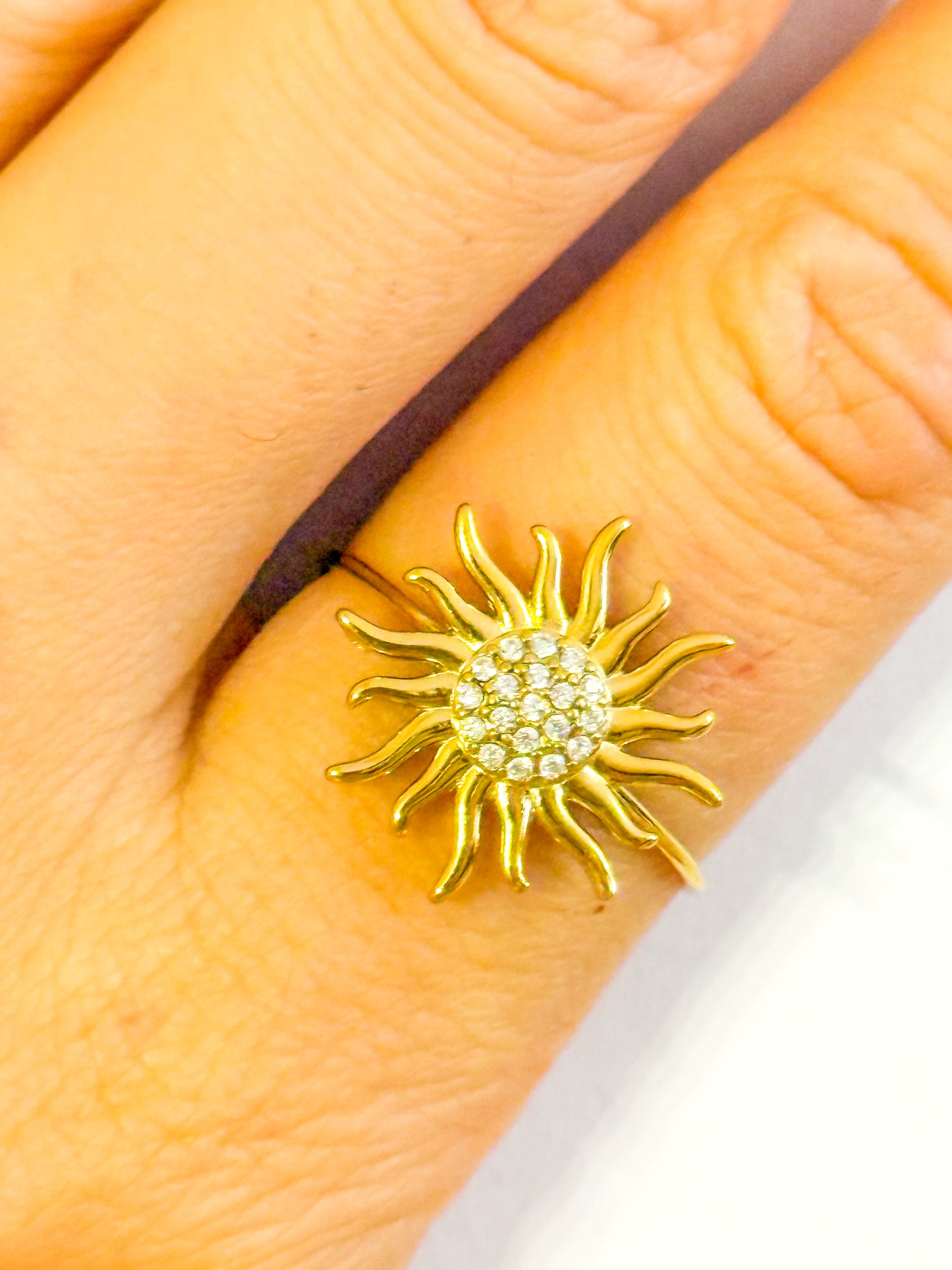 Anillo Sol Brillante (Circonitas blancas)-ajustable