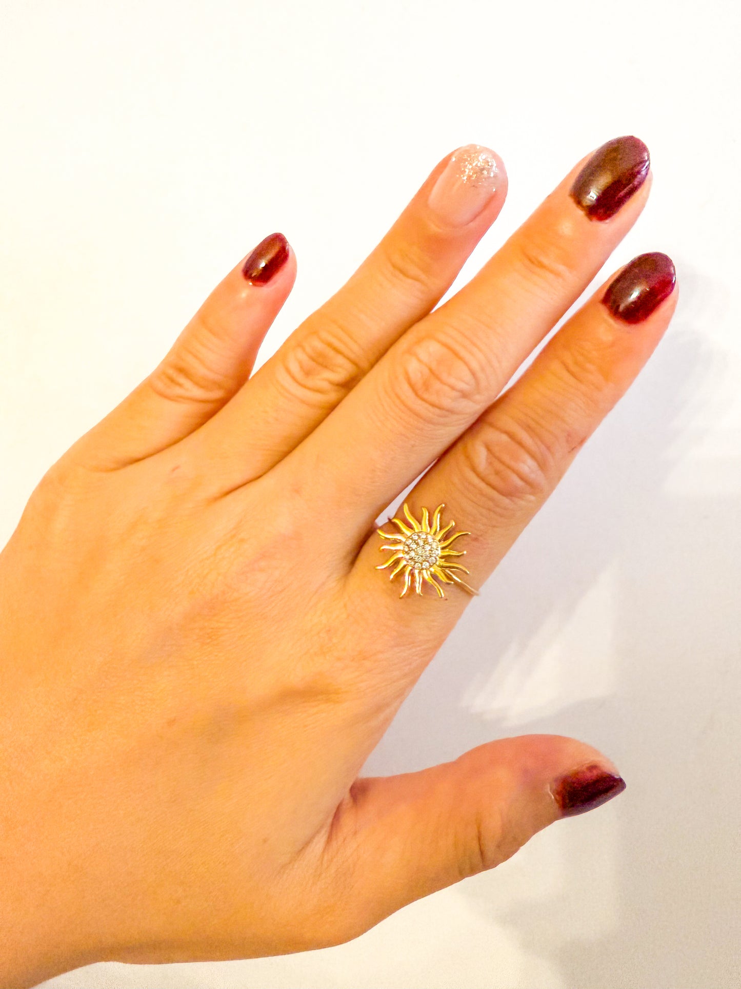 Anillo Sol Brillante (Circonitas blancas)-ajustable