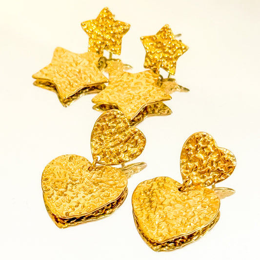 Pendientes Corazón / Estrella Aura Dorada