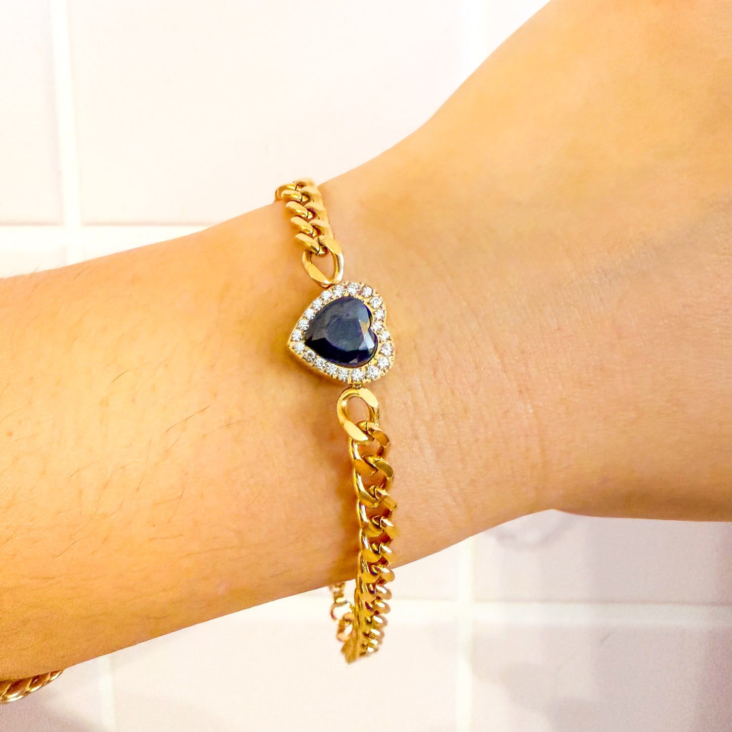 Pulsera Corazón Brillante (Acero Inoxidable 2colores)