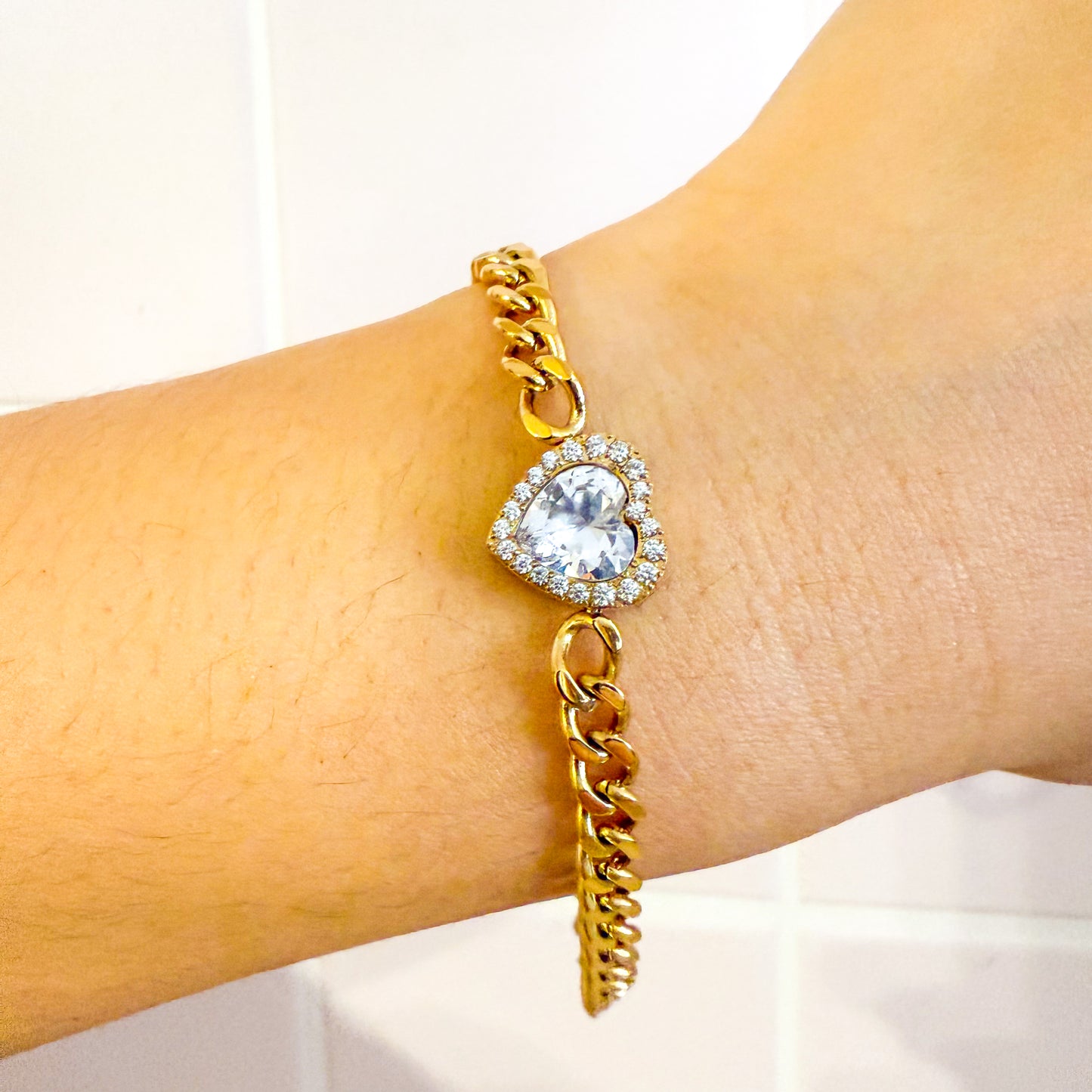 Pulsera Corazón Brillante (Acero Inoxidable 2colores)