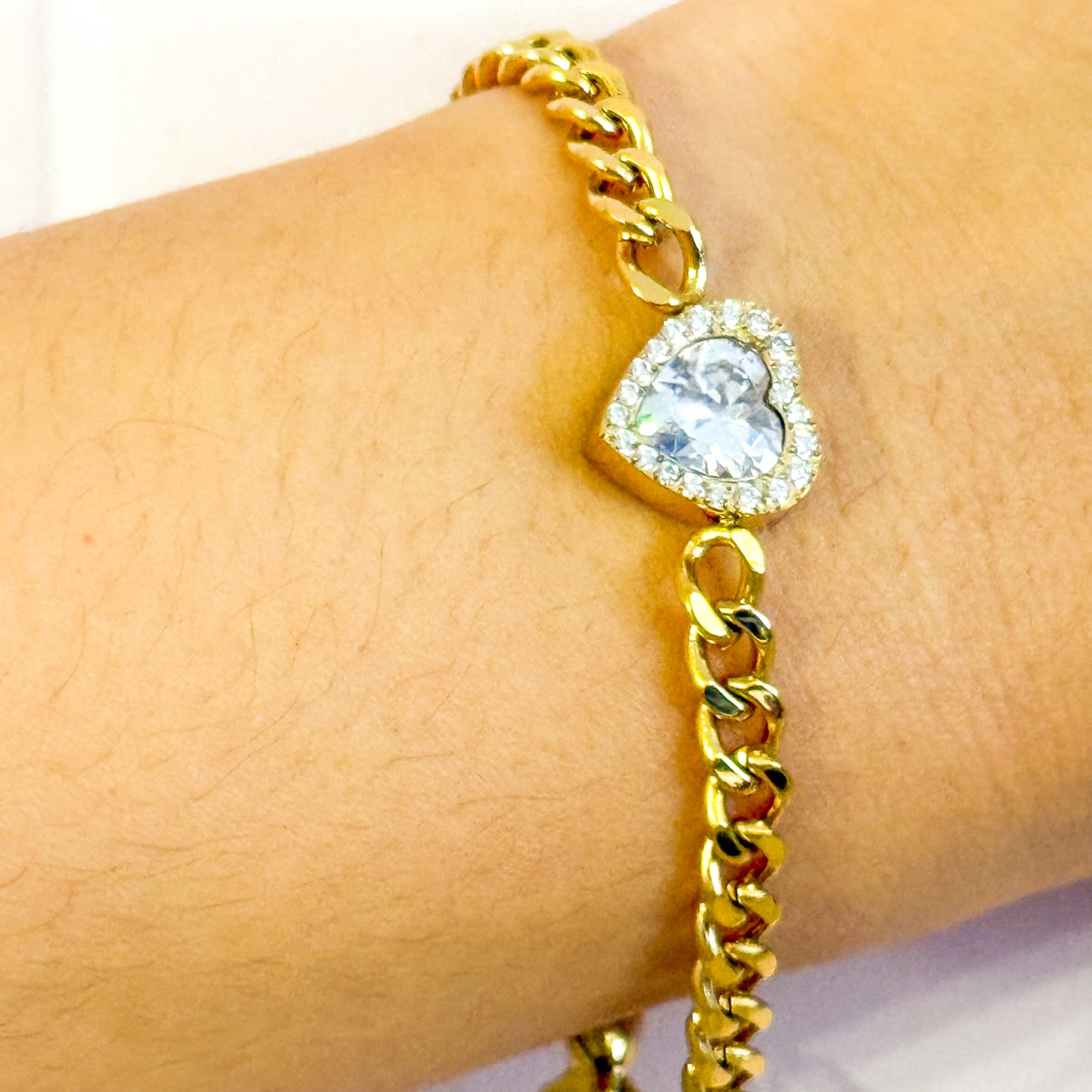 Pulsera Corazón Brillante (Acero Inoxidable 2colores)