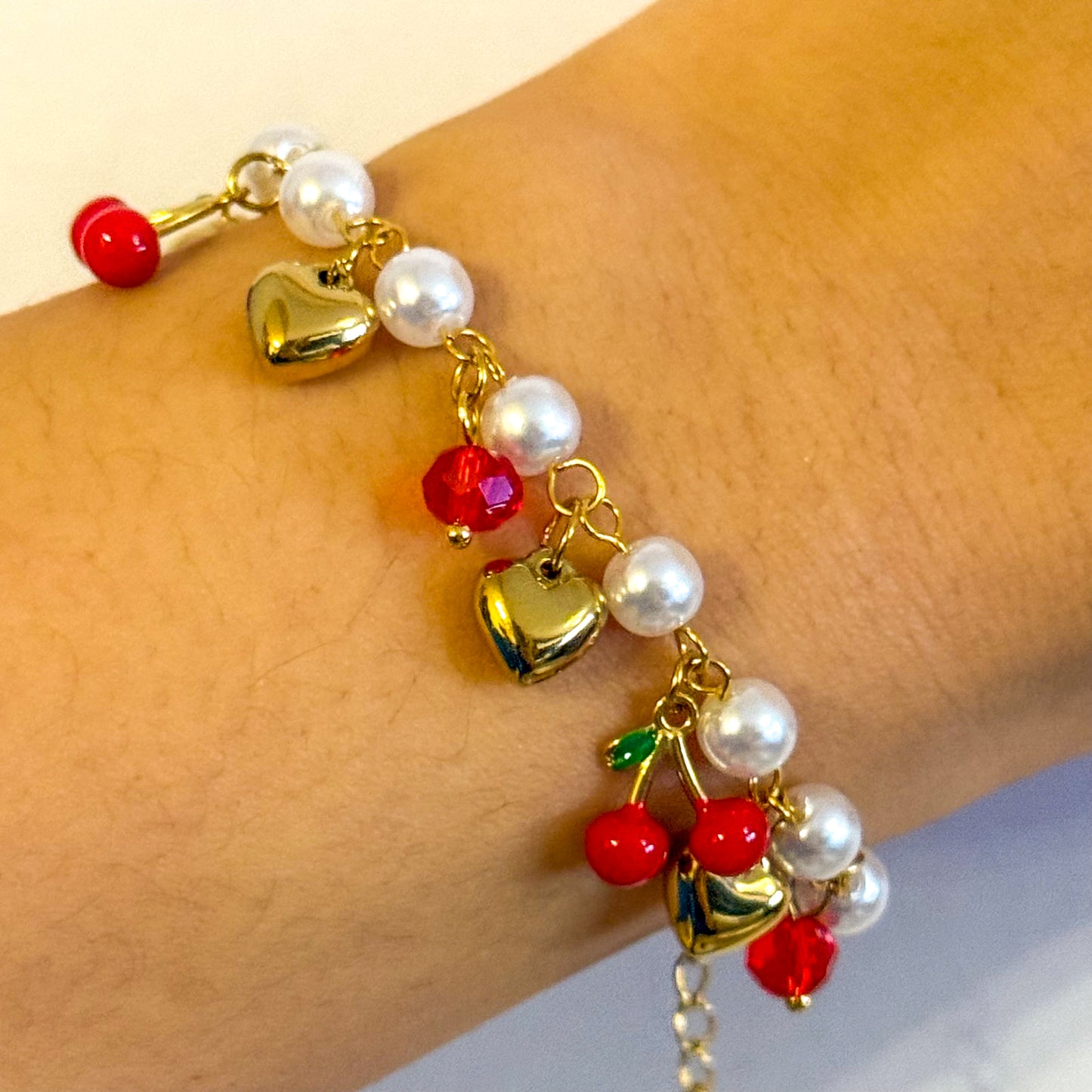 Pulsera Dulce Cereza（ Corazones）