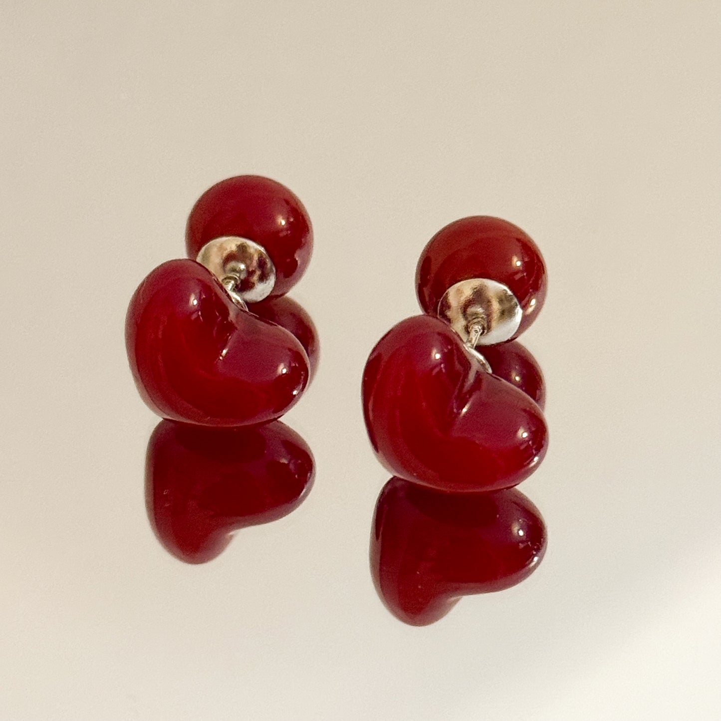 Pendientes Corazón Rouge (Doble Gota/Doble uso)