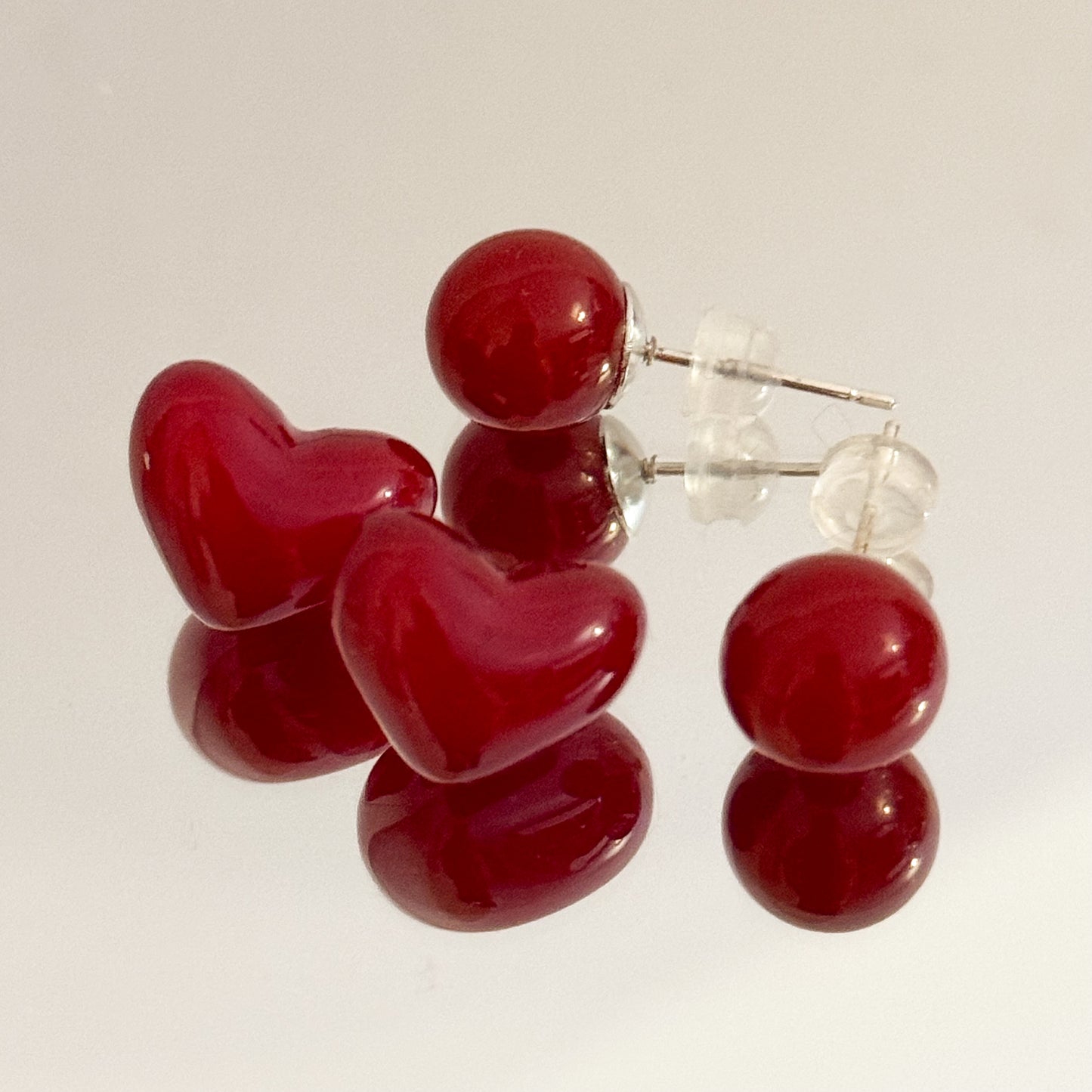 Pendientes Corazón Rouge (Doble Gota/Doble uso)