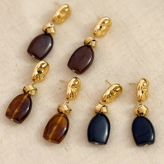 Pendientes Oro champán (Tres Tonos)