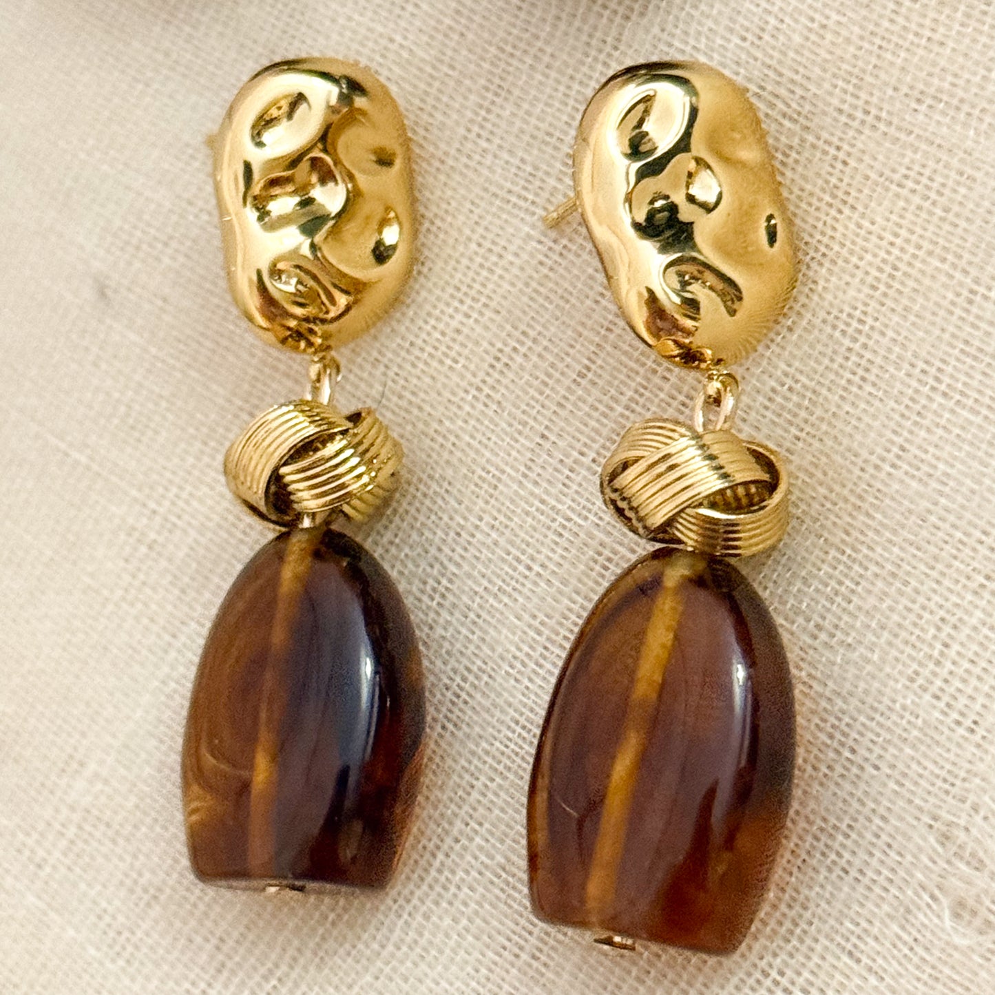 Pendientes Oro champán (Tres Tonos)