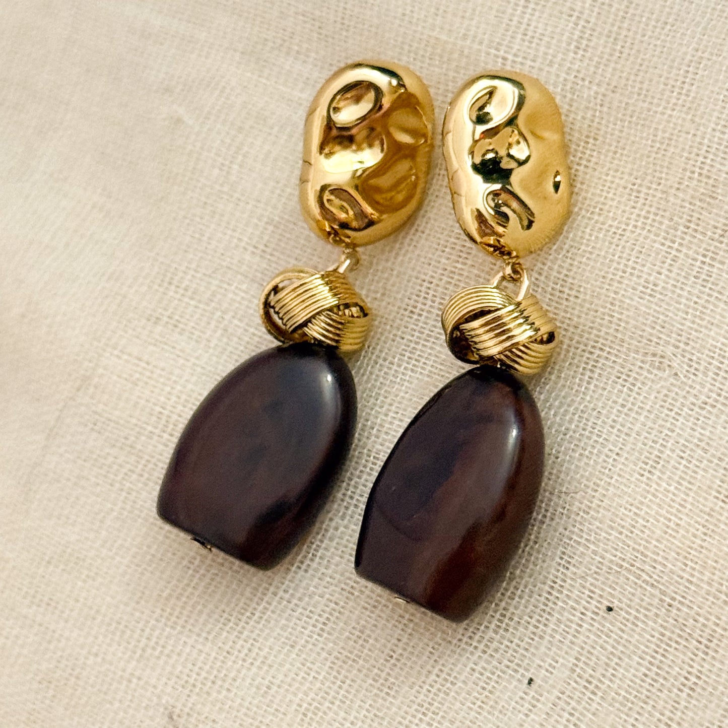 Pendientes Oro champán (Tres Tonos)