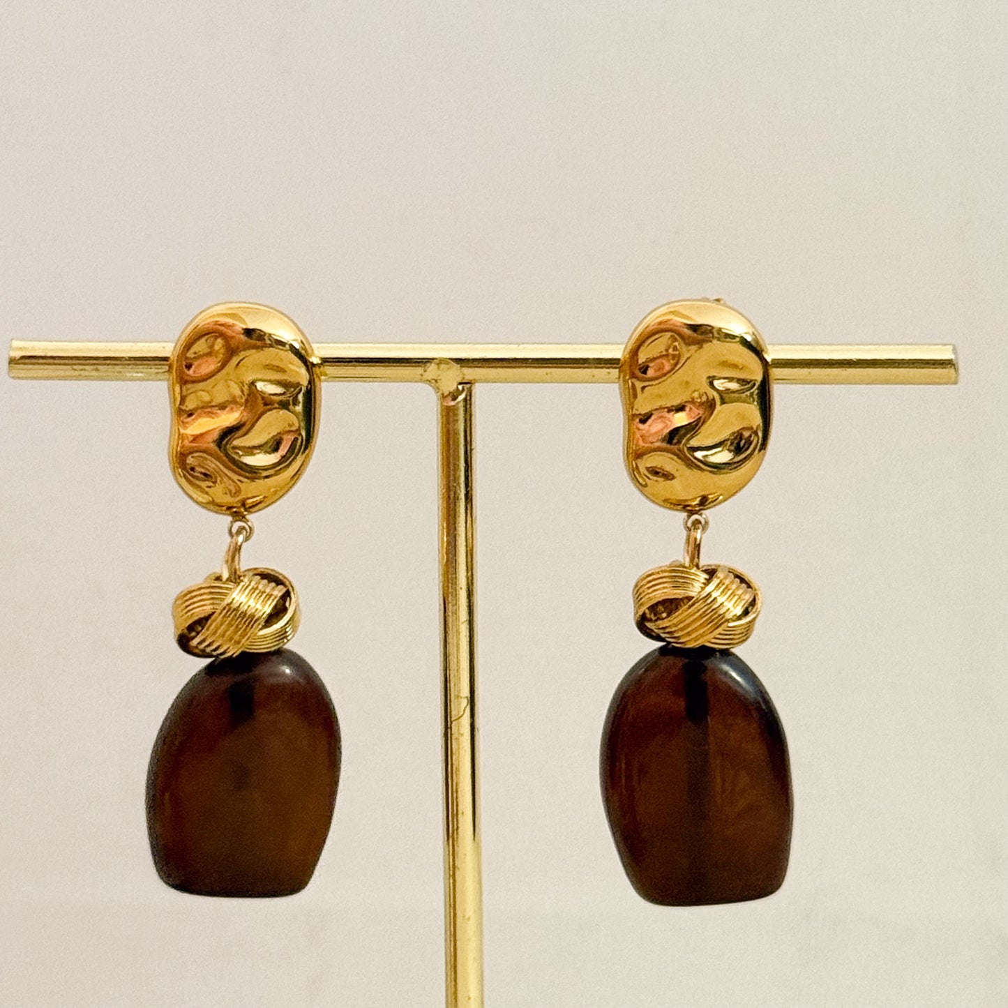 Pendientes Oro champán (Tres Tonos)