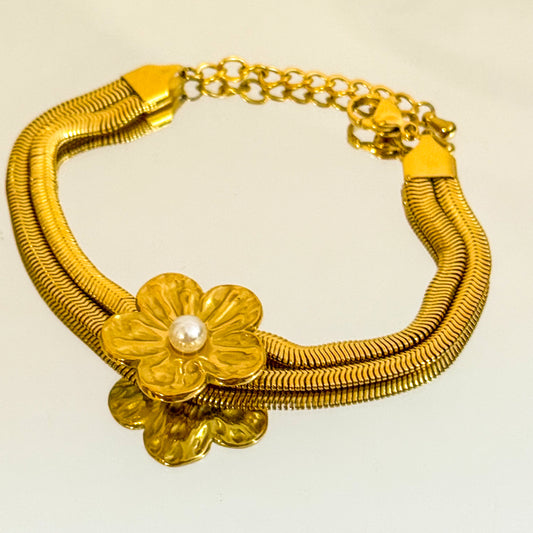 Pulsera Flor dorado