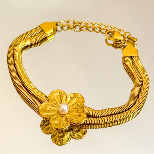Pulsera Flor dorado