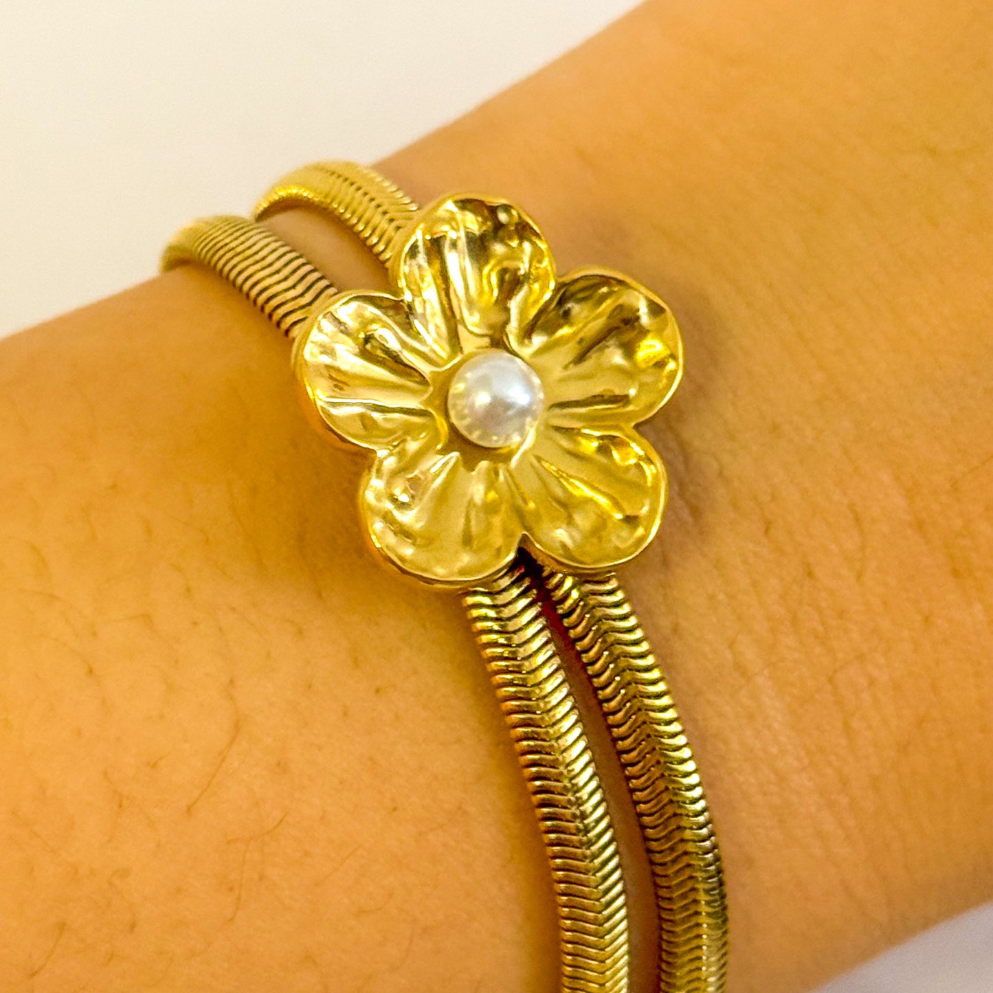 Pulsera Flor dorado