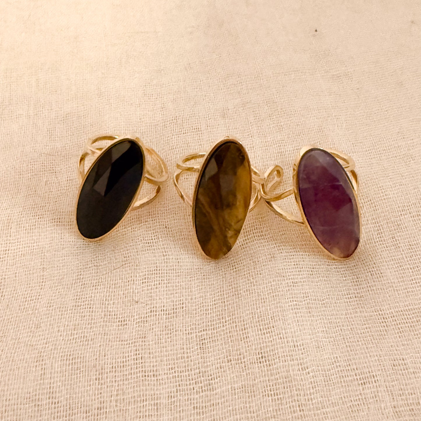 Anillo Gemma Oval (3 Colores) Ajustable