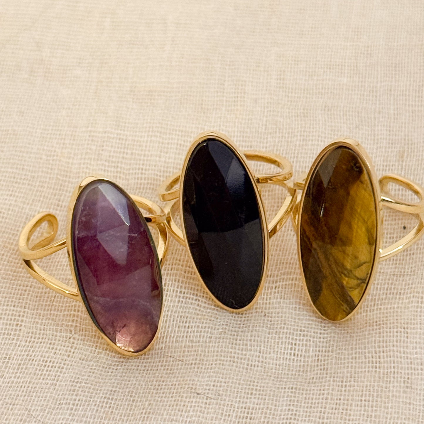 Anillo Gemma Oval (3 Colores) Ajustable