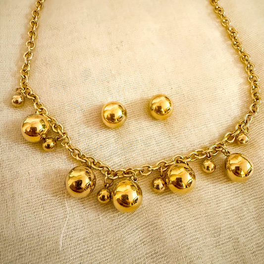 Look Elin（collar bolita+ pulsera + pendiente bolita）