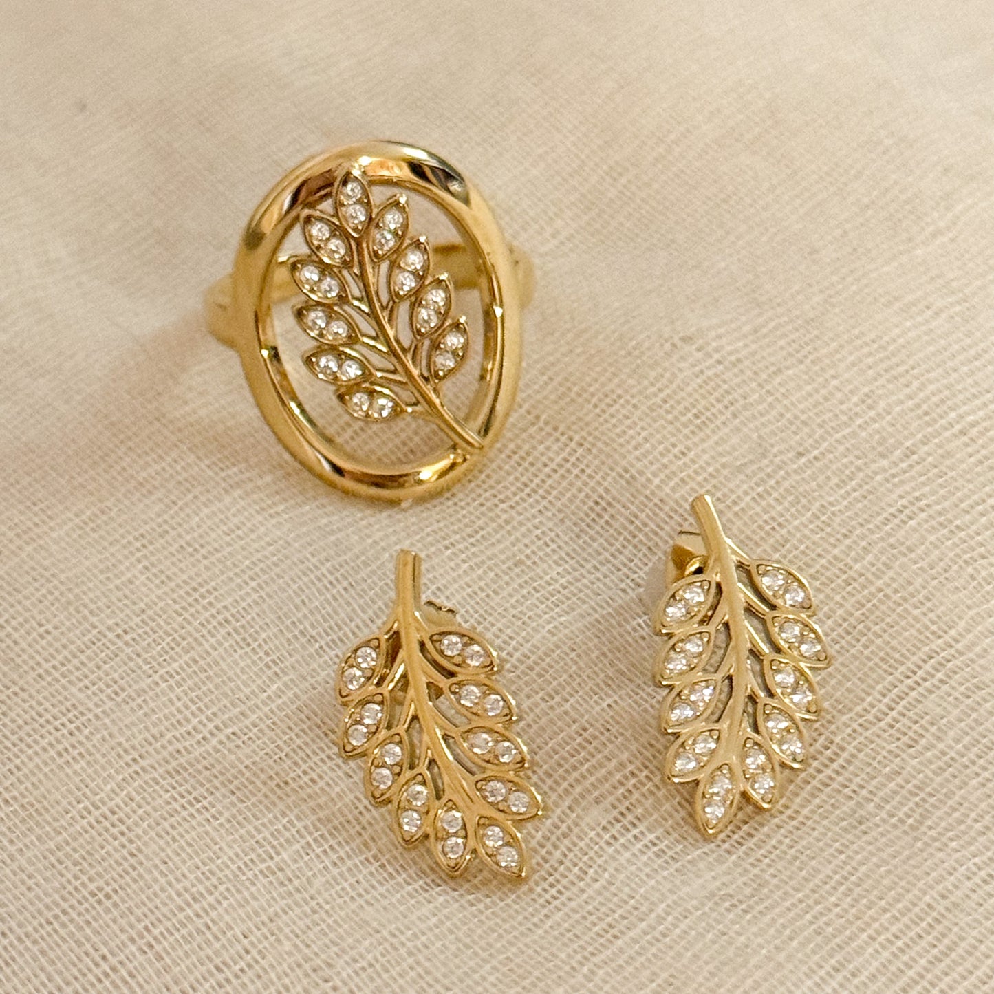 Look Hoja Dorada brillo（Anillo adjustable）