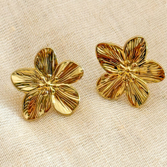 Pendientes Flor Serena（Flor Dorada Clásica)