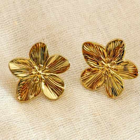 Pendientes Flor Serena（Flor Dorada Clásica)