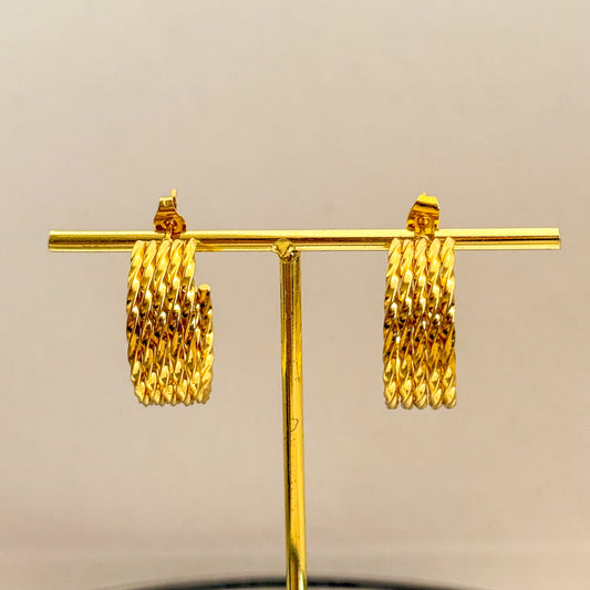 Pendientes Trama Dorada (Aros Dorados Texturizados Anchos)