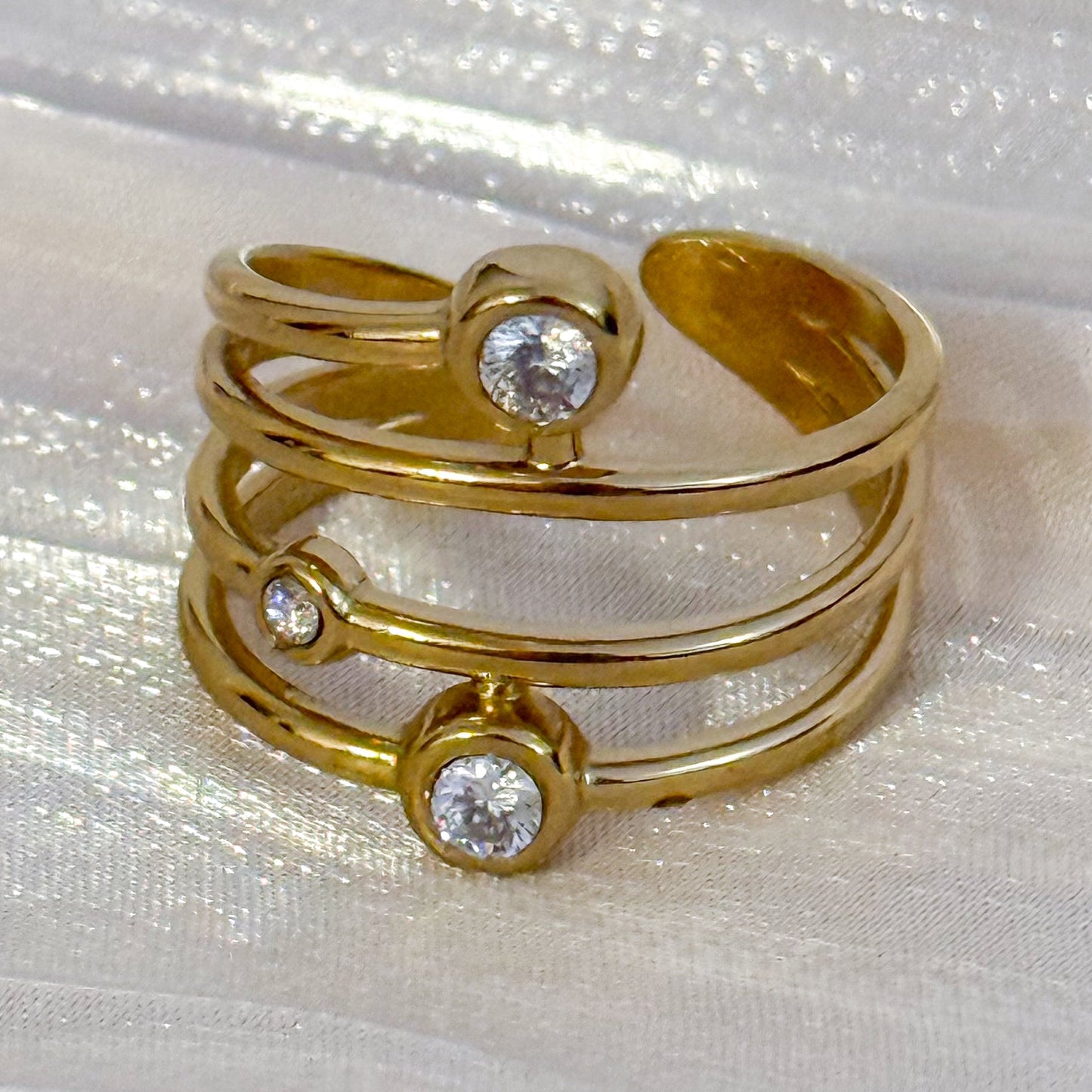 Anillo Luz Minimal  （Anillo Ajustable Doble Brillo）