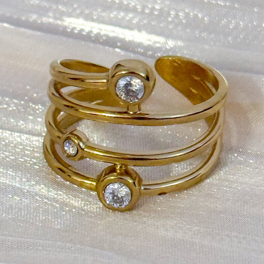 Anillo Luz Minimal  （Anillo Ajustable Doble Brillo）