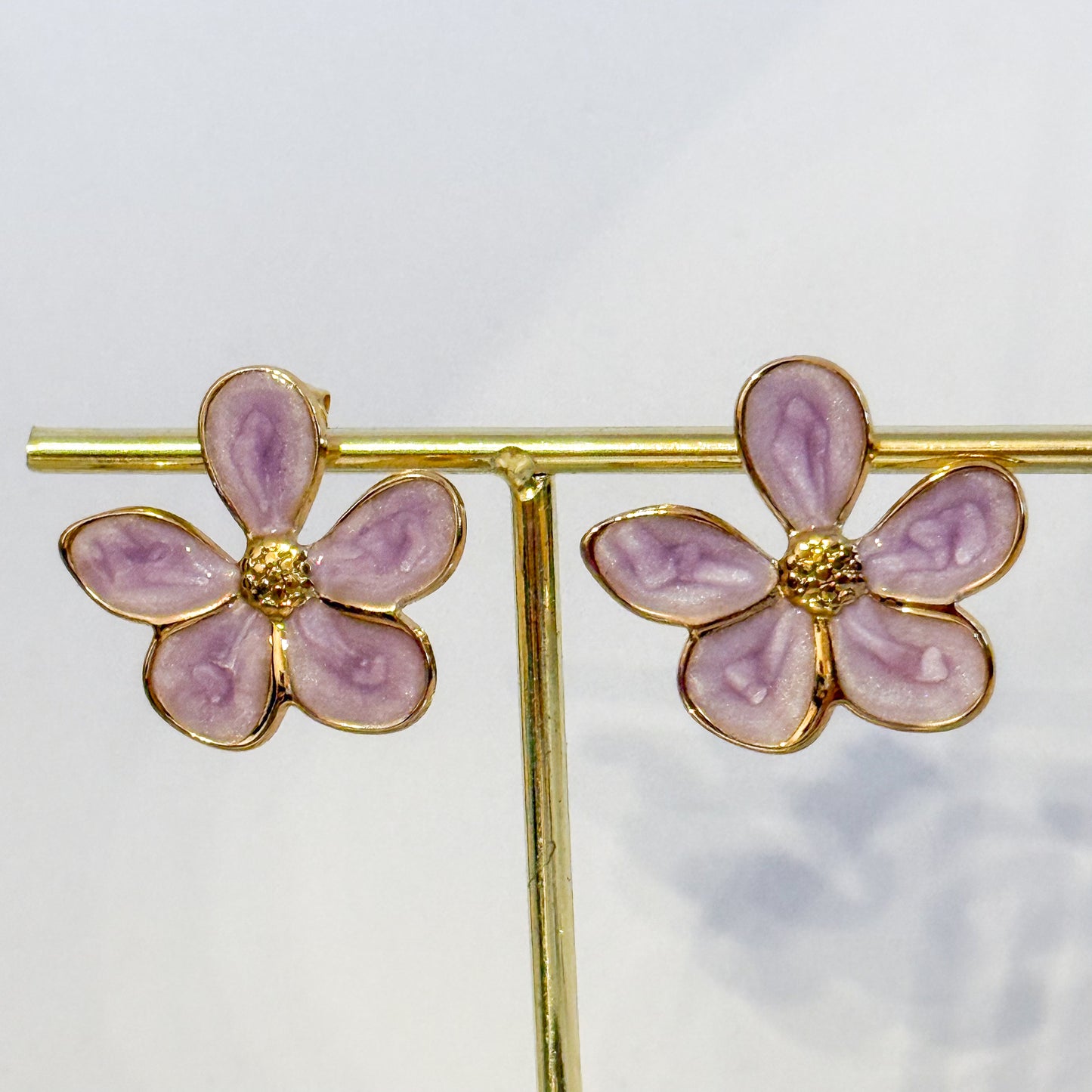 Pendientes Flor Cielo  3 Colores（Flor Esmaltada Azul Serena）