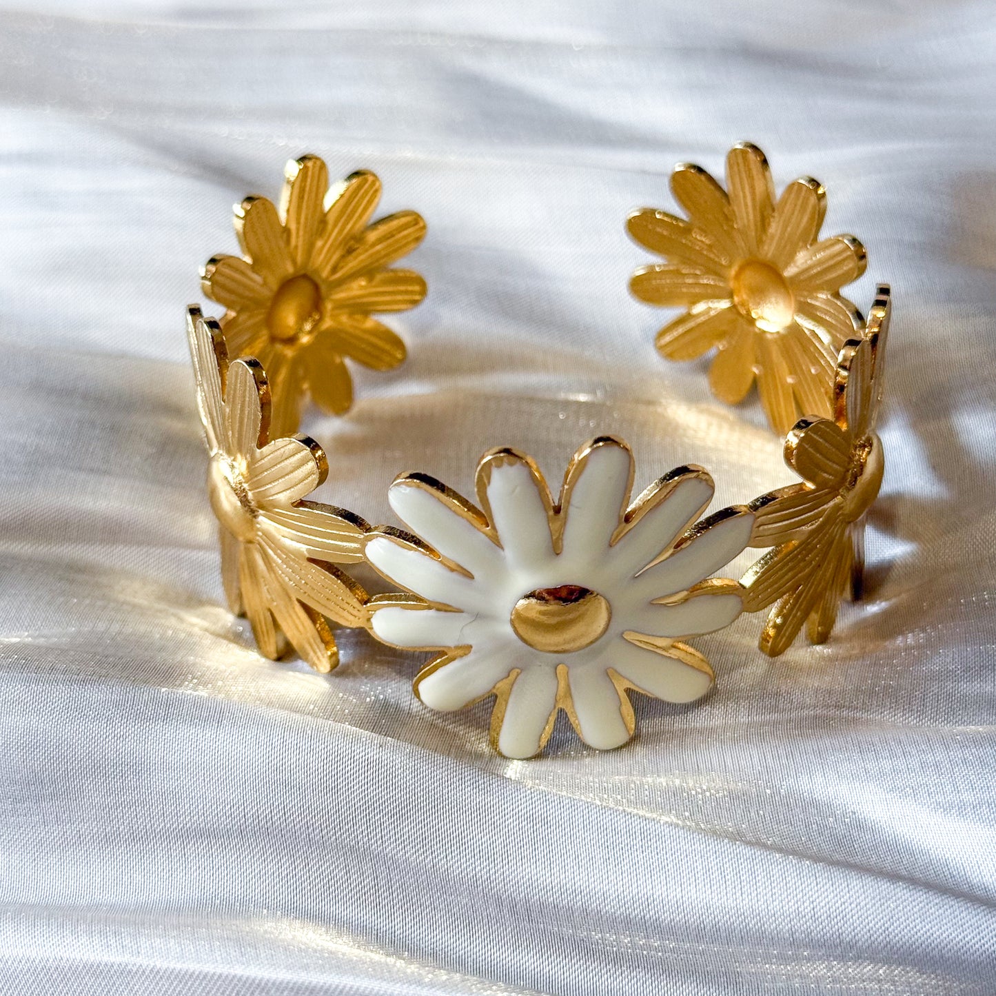 Brazalete Daisy FLOR（Blanco/Naranja）