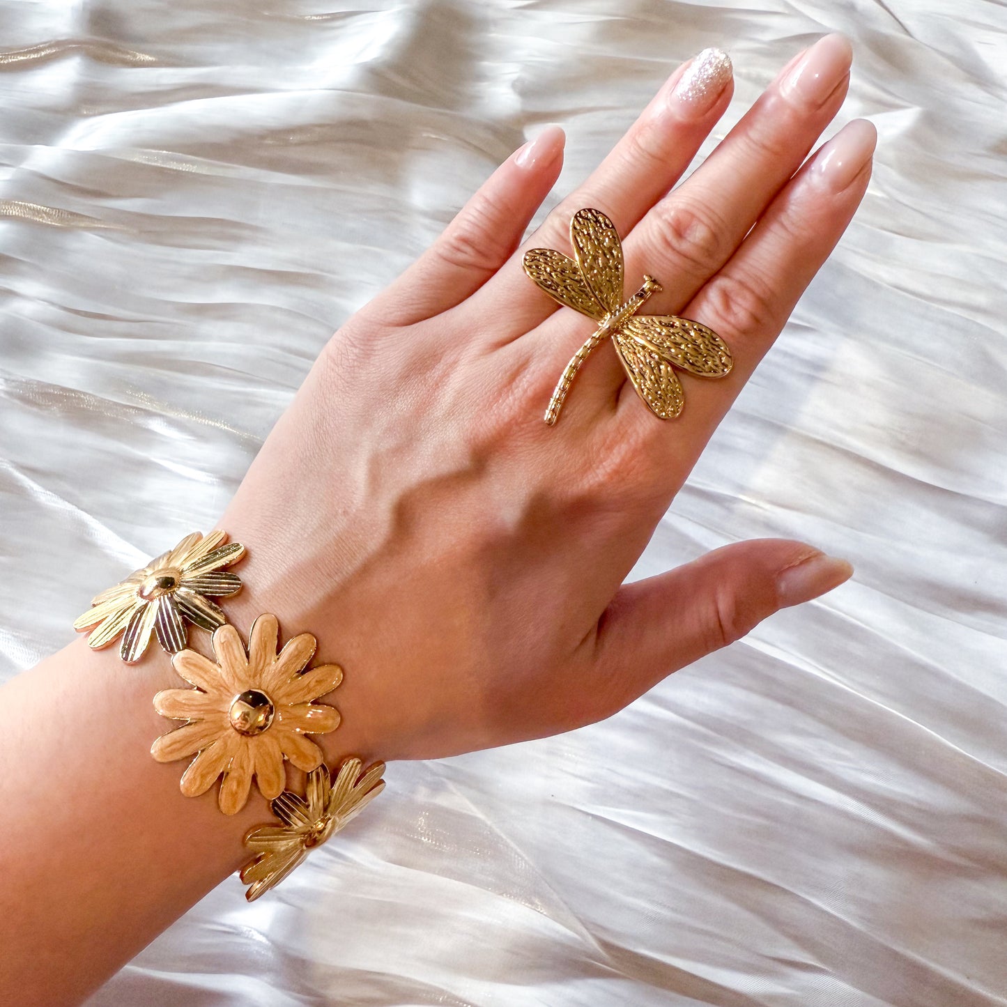 Brazalete Daisy FLOR（Blanco/Naranja）