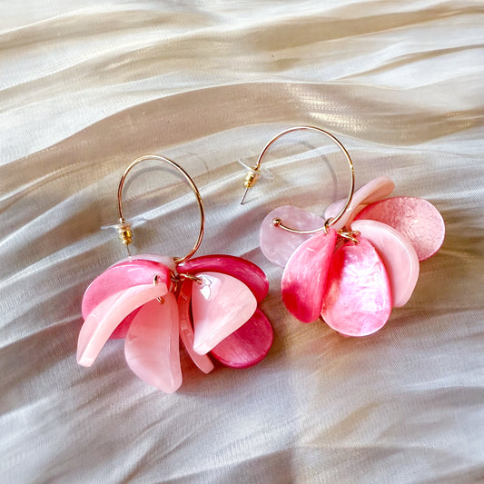 Pendientes Rosalie (Flor grande rosa）