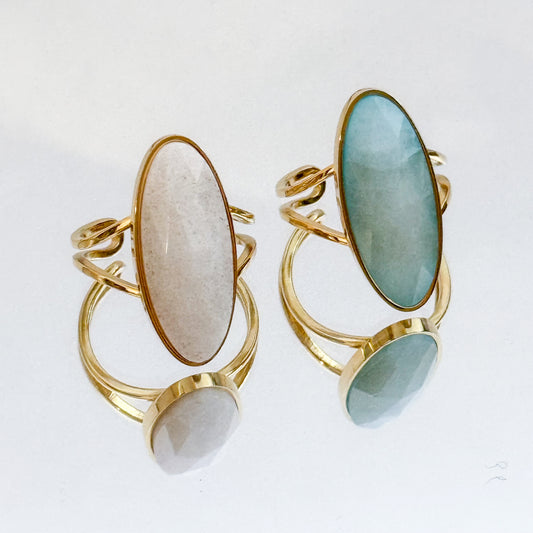 Anillo Gemma Oval (3 Colores) Ajustable