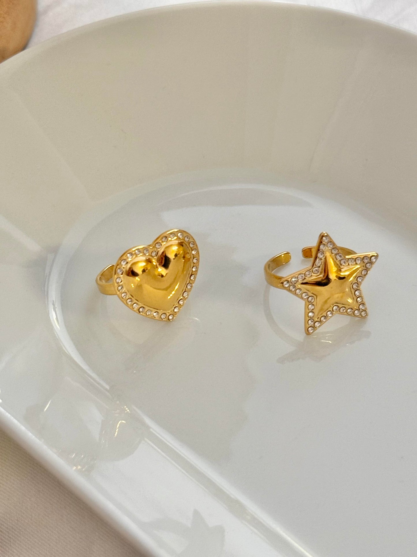 Anillo Hollywood (corazón y estrella ) Ajustable