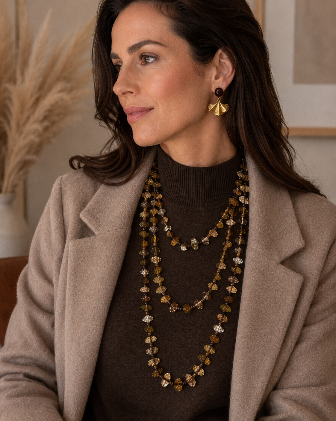 Look Sahara （collar& pendiente）dorado