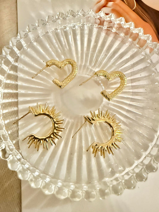 Pendientes de Forma Corazon / Sol