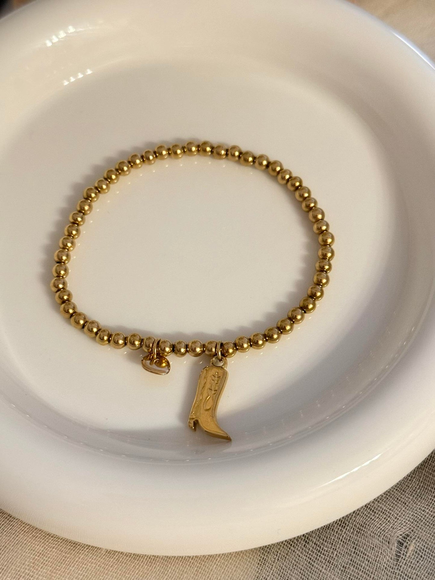 Pulsera elástica de bolitas con colgante