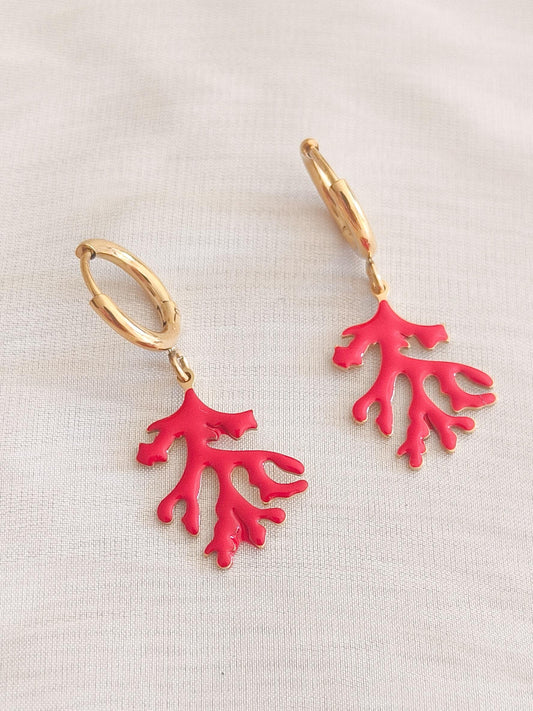 Pendiente coral rojo