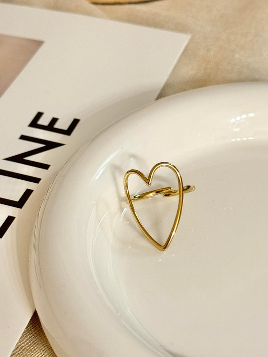 Anillo hueco dulce de corazón ajustable