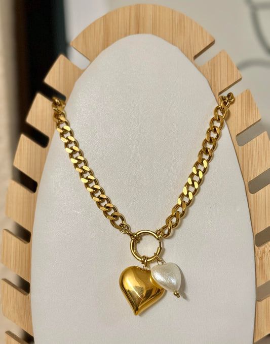 Collar Mónaco con doble corazón(3 maneras de vestir)